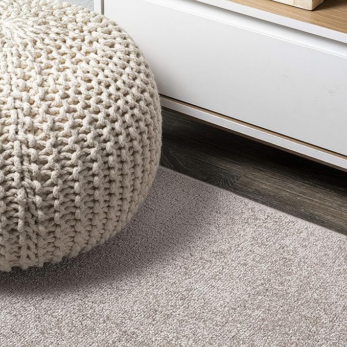 JONATHAN Y Haze Solid Low-Pile Beige 6' Round Indoor Area Rug, Coastal,Bohemian,Minimalist,Classic, Easy-Cleaning for Living Room,Bedroom,Kitchen,Pet Friendly,Non-Shedding (SEU100G-6R)