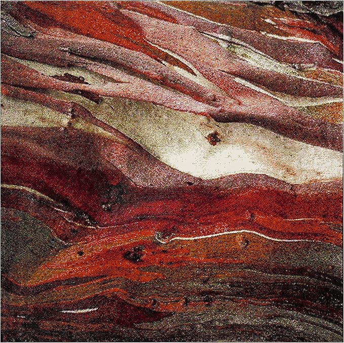 SAFAVIEH Glacier Collection Area Rug - 5'3" Square, Red & Multi, Modern Abstract Design, Non-Shedding & Easy Care, Ideal for High Traffic Areas in Living Room, Bedroom (GLA126A)