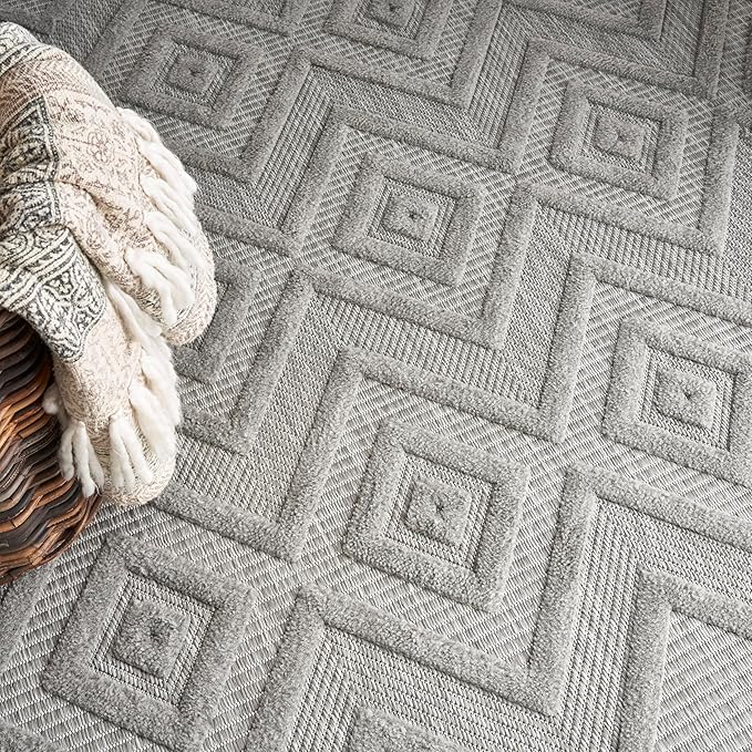 Nourison Home Versatile Silver Grey 7' x 10' Area Rug - Easy Clean, Non Shedding, Bed Room, Living Room, Dining Room, Kitchen (7' x 10')