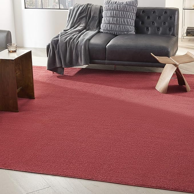 Nourison Home Nourison Essentials Brick Red 9' x Square Area Rug - Easy Clean, Non Shedding, Bed Room, Living Room, Dining Room, Kitchen (9' x Square)