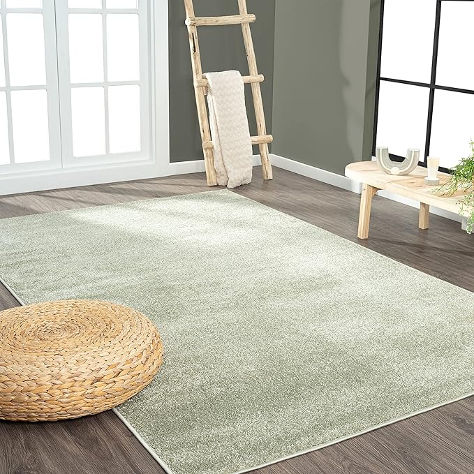 JONATHAN Y Haze Solid Low-Pile Green Indoor Area Rug 10x14, Coastal,Bohemian,Minimalist,Classic, Easy-Cleaning for Living Room,Bedroom,Kitchen,Pet Friendly,Non-Shedding (SEU100O-14)