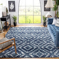 SAFAVIEH Adirondack Collection Area Rug - 10' Square, Navy & Ivory, Modern Diamond Distressed Design, Non-Shedding & Easy Care, Ideal for High Traffic Areas in Living Room, Bedroom (ADR131N)