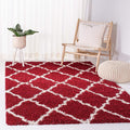 SAFAVIEH Dallas Shag Collection Accent Rug - 3' x 5', Red & Ivory, Trellis Design, Non-Shedding & Easy Care, 1.5-inch Thick Ideal for High Traffic Areas in Entryway, Living Room, Bedroom (SGD257Q)