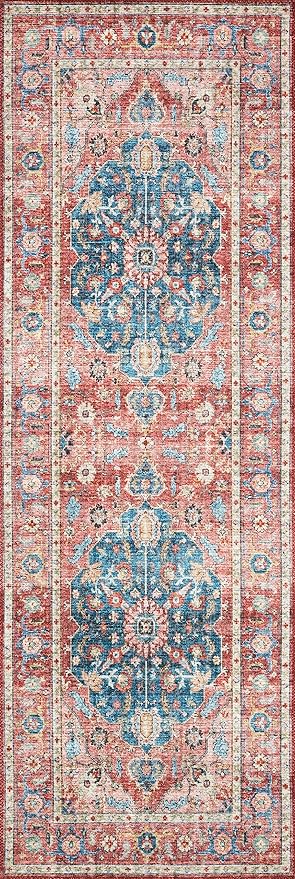 Loloi Skye Collection SKY-05 Brick/Ocean 2'-0" x 5'-0" Accent Rug
