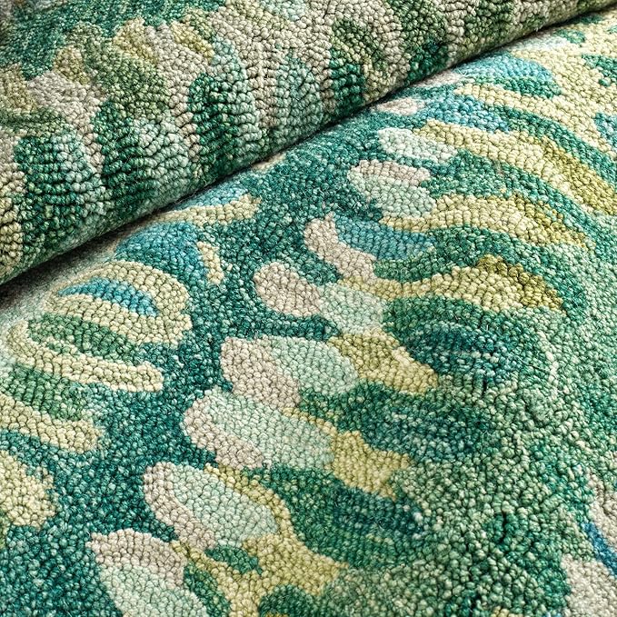 Dash and Albert Paint Chip Wool Area Rug - 3' x 5' Moss Graphic Hand Micro Hooked Accent Rug - Durable, High Traffic Areas Hallway, Living Room, Stairs