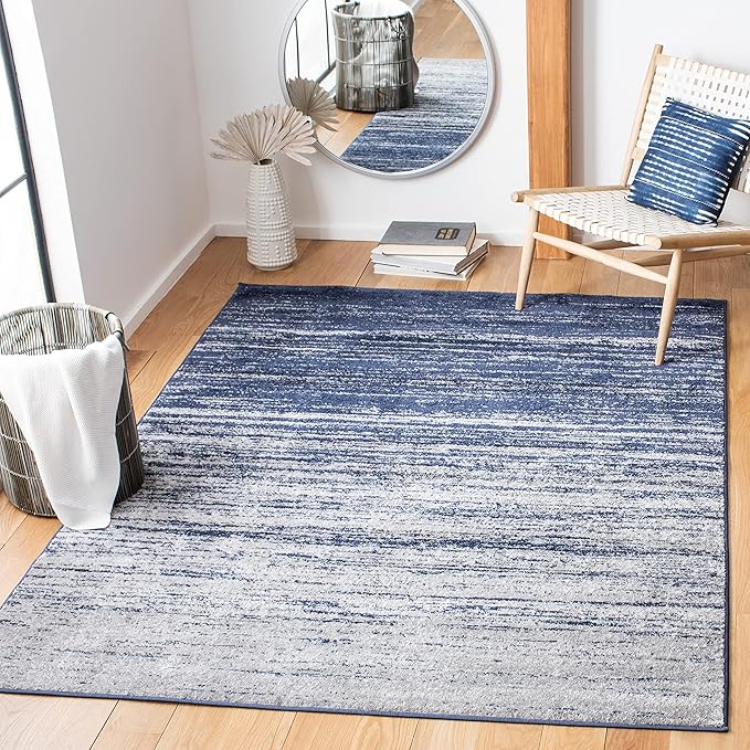 SAFAVIEH Adirondack Collection Area Rug - 5'5" x 7'7", Navy & Grey, Modern Ombre Design, Non Shedding & Easy to Clean, Ideal for Living Room, Bedroom, Office, Dining Space (ADR113E)