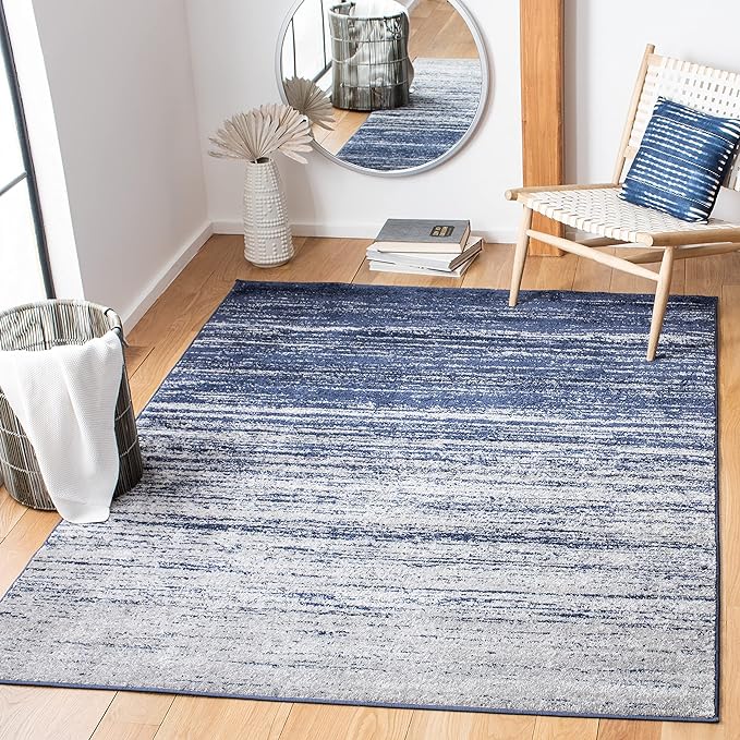 SAFAVIEH Area Rug 3x5 - Adirondack Collection - Navy & Grey, Modern Ombre Design, Non Shedding & Easy to Clean, Ideal for Living Room, Bedroom, Office, Dining Space (ADR113E)