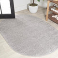 JONATHAN Y Haze Solid Low-Pile Light Gray 4x6 Oval Indoor Area Rug, Coastal,Bohemian,Minimalist,Classic, Easy-Cleaning for Living Room,Bedroom,Kitchen,Pet Friendly,Non-Shedding (SEU100K-4OV)
