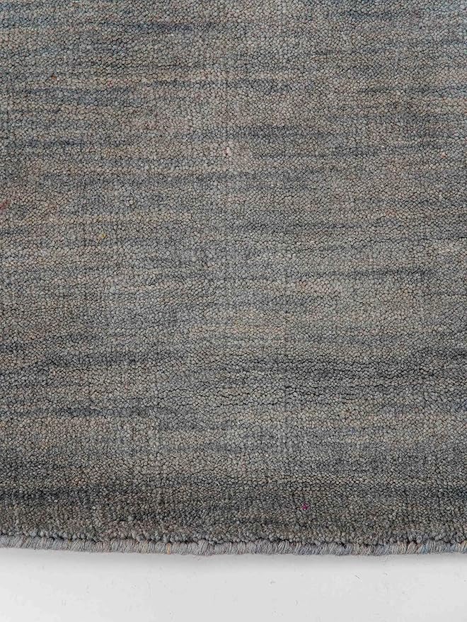 Hand Knotted Loom Wool ECO-Friendly Area Rugs - 8'x8', Round, Light Blue Color, Solid Plain Design, High Pile Handmade Anti Skid Area Rugs for Living Room, Bed Room (L00111)