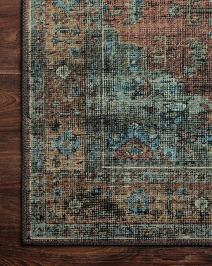 Loloi Skye Collection SKY-07 Terracotta/Sky 8'-0" x 8'-0" Round Area Rug