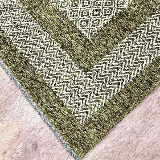 Alfa Rich 3x5 Green Washable Area Rugs for Living Room Bedroom Kitchen Dining Cotton Runner