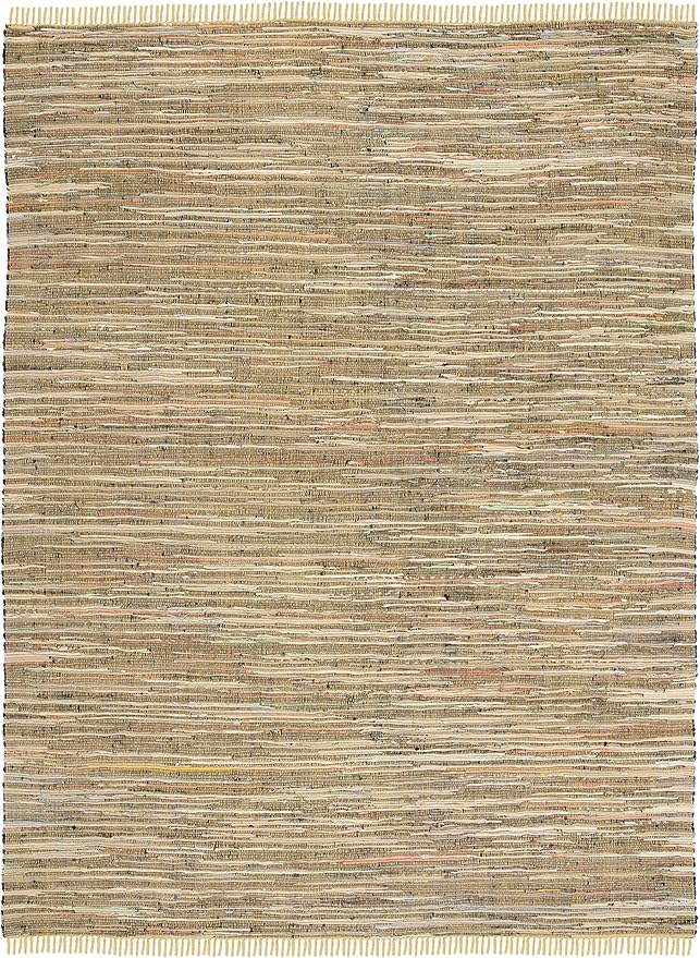 SAFAVIEH Rag Rug Collection Area Rug - 8' x 10', Yellow & Multi, Handmade Boho Stripe Cotton, Ideal for High Traffic Areas in Living Room, Bedroom (RAR121H)