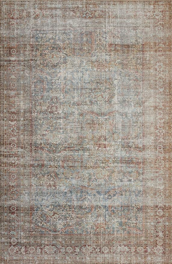 Loloi Chris Loves Julia Jules Collection JUL-05 Lagoon/Brick 5'-0'' x 7'-6'', .13" Pile Height, Area Rug