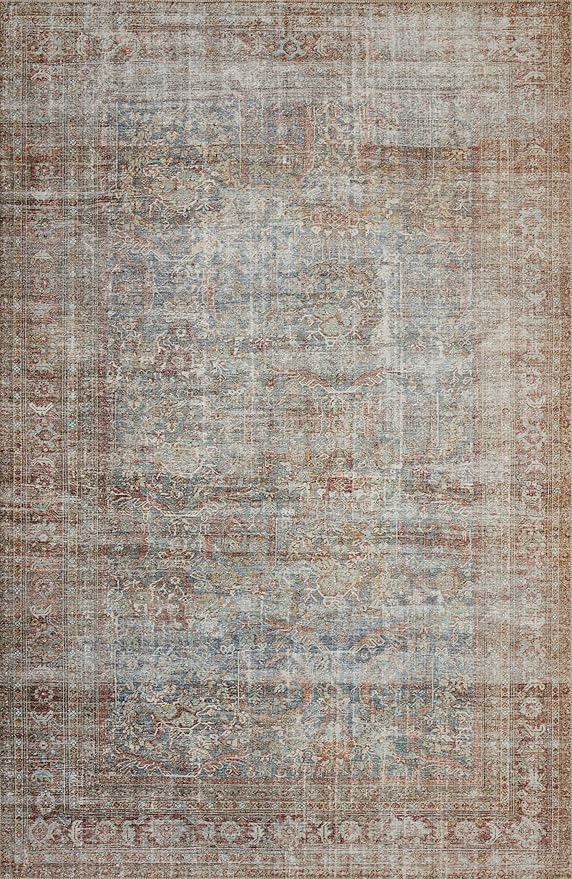 Loloi Chris Loves Julia Jules Collection JUL-05 Lagoon/Brick 2'-6'' x 7'-6'', .13" Pile Height, Runner Rug