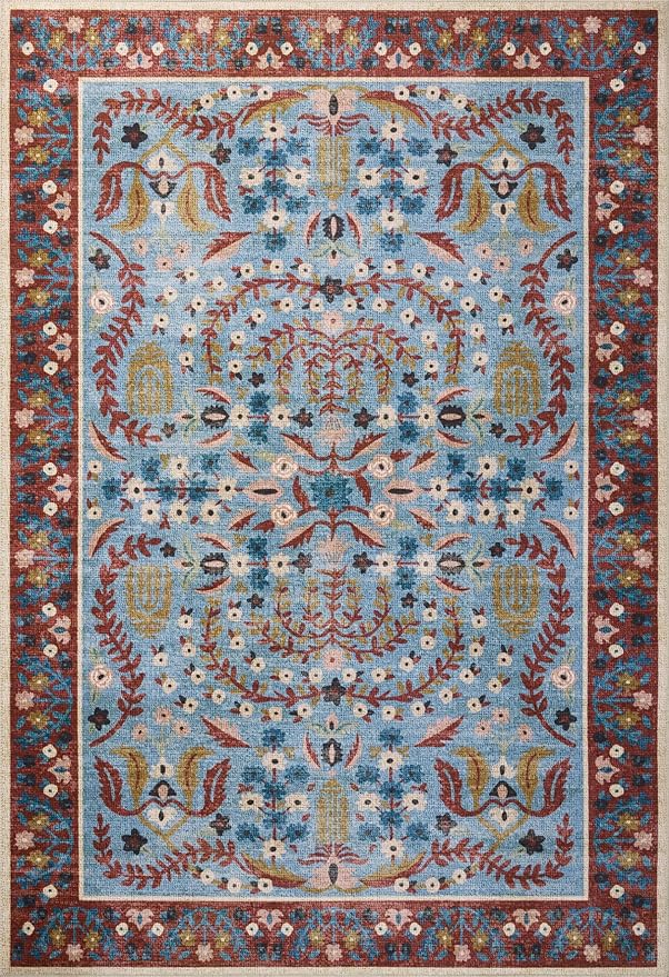 Loloi Rifle Paper Co. Canopy Collection CNP-03 Red/Blue 2'-0" x 3'-0" Accent Rug