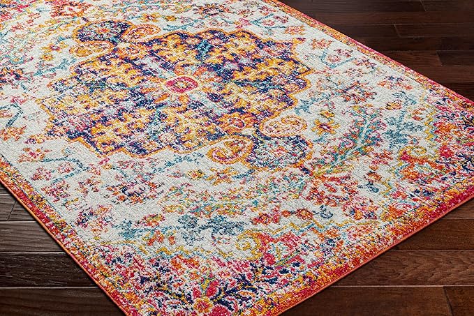 Livabliss Area Rugs - 9x12 Odelia Vintage Boho Beige Mustard Gray Area Rug for Living Room Bedroom - Floral Medallion Stain Resistant Carpet for Kitchen, Nursery, Office (9' x 12'6")