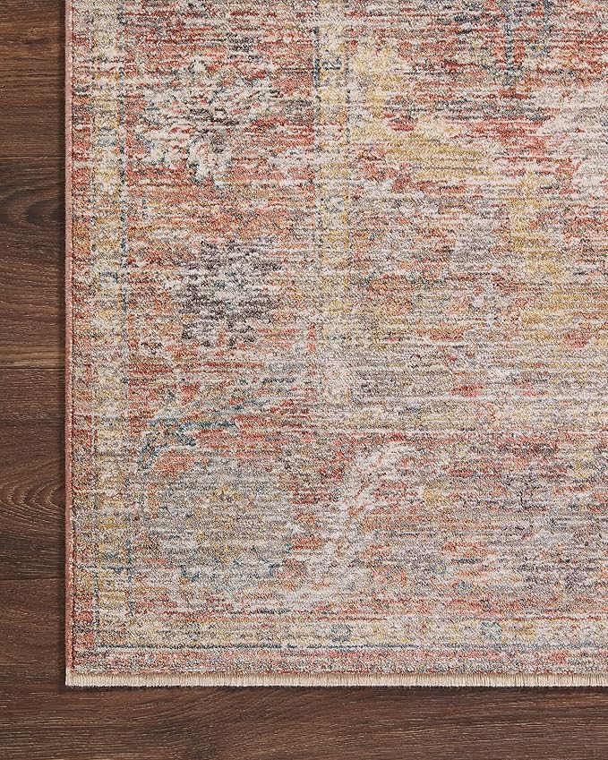 Loloi Magnolia Home by Joanna Gaines Millie Collection MIE-04 Sunset/Multi 5'-3" x 5'-3", .25" Pile Height, Round Area Rug