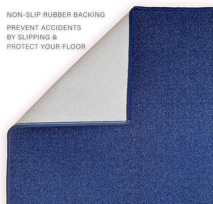 Custom Made Runner Rug Low Pile with Rubber Backing for Kitchen Foyer Hallway Entry Choose Your Length Size 26 Inch Wide Solid and Plain Dark Blue Color (25 feet x 26 inch)