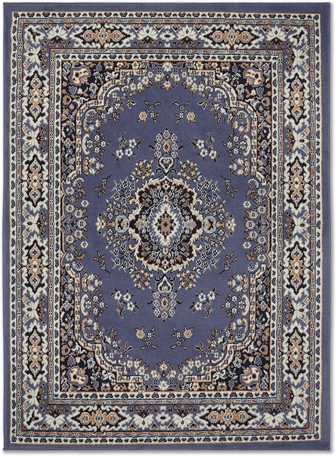 Home Dynamix Premium Sakarya Traditional Medallion Border Area Rug, Country Blue, 21"x35" Rectangle