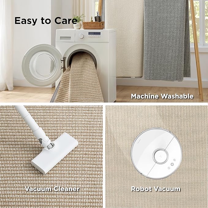 Bedsure 5x7 Faux Wool Area Rugs for Living Room, Machine Washable Carpet, Non-Slip Backing, Pet Friendly Throw Rug for Bedroom Dining Room, Natural Ivory