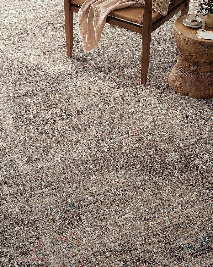 Loloi Magnolia Home by Joanna Gaines Millie Collection MIE-03 Charcoal/Dove 7'-10" x 7'-10", .25" Pile Height, Round Area Rug