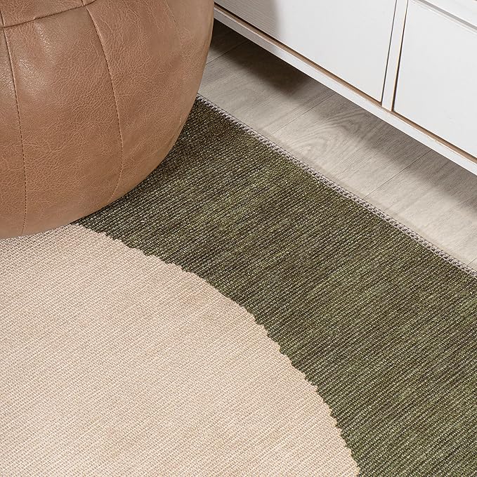 JONATHAN Y Machine Washable Green/Cream Indoor Area Rug 9X12 ft, Cirkel Minimalist Geometric Dot for Living Room, Bedroom, Kitchen, Office, Easy-Cleaning, Pet-Friendly, Non-Shedding WSH113B-9