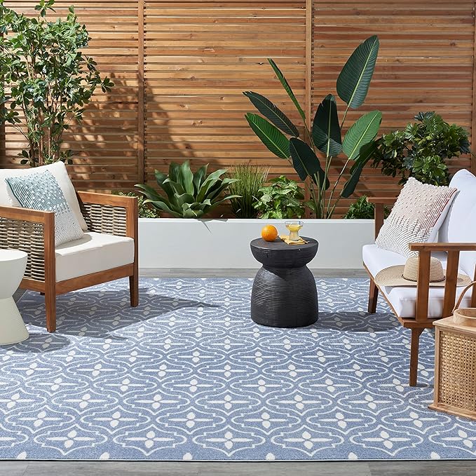 Nourison Home Nourison Essentials Blue Ivory 6' x 9' Area Rug - Easy Clean, Non Shedding, Bed Room, Living Room, Dining Room, Kitchen (6' x 9')