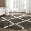 SAFAVIEH Dallas Shag Collection Area Rug - 10' Round, Dark Grey & Ivory, Trellis Design, Non-Shedding & Easy Care, 1.5-inch Thick Ideal for High Traffic Areas in Living Room, Bedroom (SGD257A)