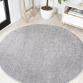 Eyely UES100A-4R Supersoft Haze Solid Low-Pile Indoor Area Rug, Coastal, Bohemian, Minimalist, Classic, Casual for Bedroom,Kitchen,Living Room,Non Shedding,Easy-Washing, Gray, 4' Round