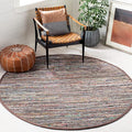 SAFAVIEH Rag Rug, Collection Area Rug - 3' Round, Rust & Multi, Handmade Boho Stripe Cotton, Ideal for High Traffic Areas in Living Room, Bedroom (RAR121E)