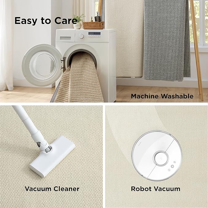 Bedsure 3x5 Faux Wool Area Rugs for Living Room, Machine Washable Carpet, Non-Slip Backing, Pet Friendly Throw Rug for Bedroom Dining Room, Linen