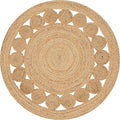 Savi Home Hand Woven Jute Braided Dot Rug, 3' Round - Natural, Reversible Area Rugs for Living Room, Farmhouse, Kitchen, Handcrafted 3 Feet Round Area Rugs - Natural