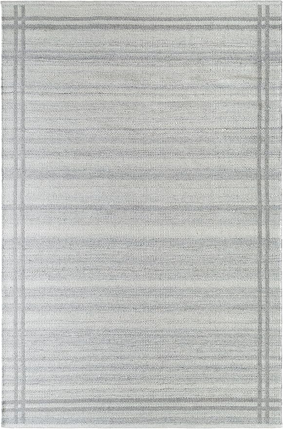 Mark&Day Wool Rugs, 2x8 Janmichael Solid and Border Gray Runner Area Rug, Grey Ivory Carpet for Hallway, Kitchen, Bedroom or Living Room (2'6" x 8' Runner)