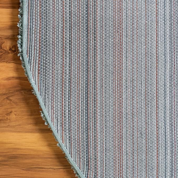Unique Loom Solid Shag Collection Area Rug (7' 10" x 10' Oval, Light Slate Blue)