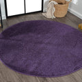 Eyely UES100N-8R Supersoft Haze Solid Low-Pile Indoor Area Rug, Coastal, Bohemian, Minimalist, Classic, Casual for Bedroom,Kitchen,Living Room,Non Shedding,Easy-Washing, Purple, 8' Round