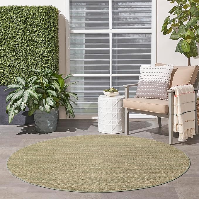 Nourison Home Nourison Essentials Green Gold 6' x Round Area Rug - Easy Clean, Non Shedding, Bed Room, Living Room, Dining Room, Kitchen (6' x Round)