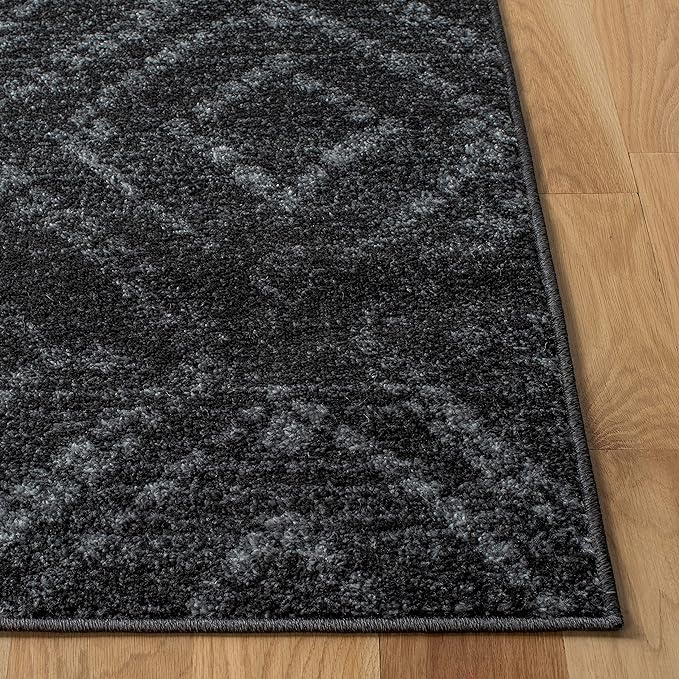 SAFAVIEH Adirondack Collection Area Rug - 6' Square, Dark Grey & Grey, Modern Diamond Distressed Design, Non-Shedding & Easy Care, Ideal for High Traffic Areas in Living Room, Bedroom (ADR131F)