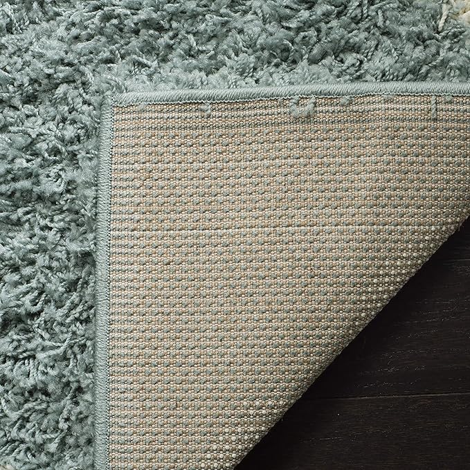 SAFAVIEH Dallas Shag Collection Area Rug - 4' Square, Seafoam & Ivory, Trellis Design, Non-Shedding & Easy Care, 1.5-inch Thick Ideal for High Traffic Areas in Living Room, Bedroom (SGD257C)