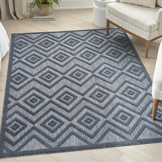 Nourison Home Versatile Navy Blue 4' x 6' Area Rug - Easy Clean, Non Shedding, Bed Room, Living Room, Dining Room, Kitchen (4' x 6')