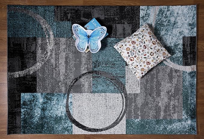 Rugshop Contemporary Abstract Circle Design Soft Area Rug - 3'3" x 5' Gray