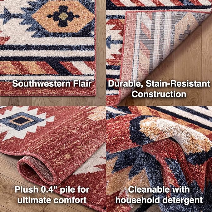 Well Woven Tulsa Lea Crimson Traditional Southwestern Tribal 2x7 (2'3" x 7'3") Runner Rug