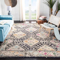 SAFAVIEH Madison Collection Area Rug - 6'7" Square, Black & Yellow, Boho Diamond Distressed Design, Non-Shedding & Easy Care, Ideal for High Traffic Areas in Living Room, Bedroom (MAD418Z)