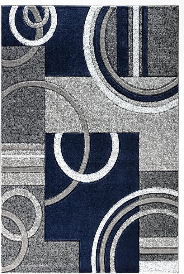 GLORY RUGS Area Rug Modern Soft Hand Carved Contemporary Floor Carpet with Premium Fluffy Texture for Indoor Living Dining Room and Bedroom Area (4x6, Navy)