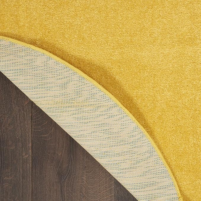 Nourison Home Nourison Essentials Yellow 8' x Round Area Rug - Easy Clean, Non Shedding, Bed Room, Living Room, Dining Room, Kitchen (8' x Round)