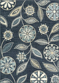 Maples Rugs Reggie Floral Area Rug - Made in USA - Low Pile, Non Slip, Pet-Friendly Mat for Living Room, Bedroom, and Office, 5' x 7', Persian Blue
