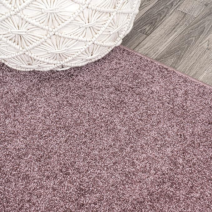 Eyely UES100R-8R Supersoft Haze Solid Low-Pile Indoor Area Rug, Coastal, Bohemian, Minimalist, Classic, Casual for Bedroom,Kitchen,Living Room,Non Shedding,Easy-Washing, Purple, 8' Round
