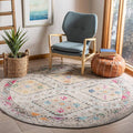 SAFAVIEH Madison Collection 5' Round Grey / Yellow MAD418F Boho Diamond Distressed Non-Shedding Dining Room Entryway Foyer Living Room Bedroom Area Rug