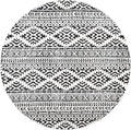 SAFAVIEH Tulum Collection Area Rug - 12' Round, Ivory & Black, Moroccan Boho Tribal Design, Non-Shedding & Easy to Clean, Ideal for Living Room, Bedroom, Dining Space (TUL272B)