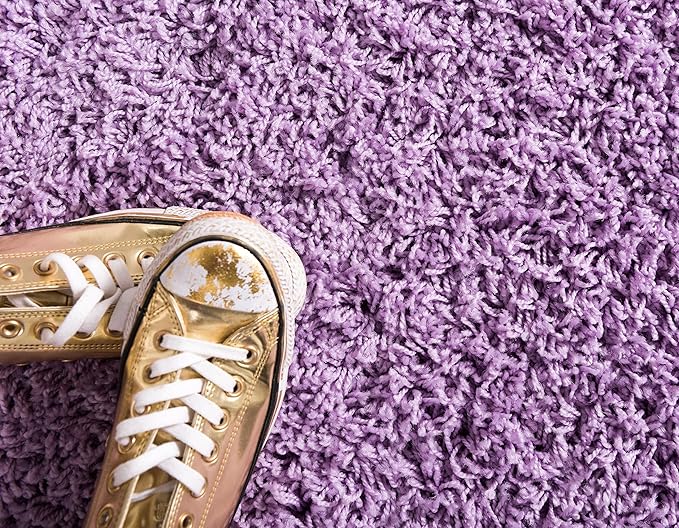 Unique Loom Solid Shag Collection Area Rug (2' 6" x 19' 8" Runner, Lilac)