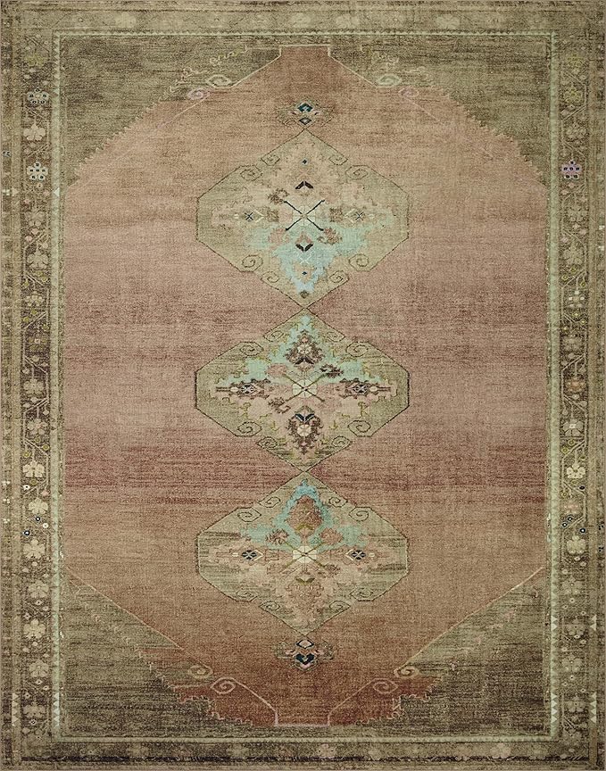Loloi Magnolia Home by Joanna Gaines Sinclair Collection SIN-06 Clay/Tobacco 2'-3" x 3'-9", .25" Pile Height, Machine Washable, Accent Rug